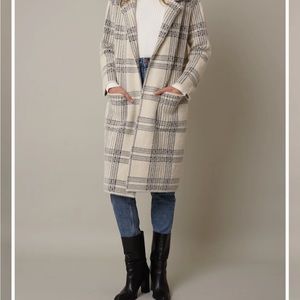 Cyrus open plaid mink coat, Munich plaid.